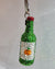 "Jeju Tangerine" Soju keychain (a green soju bottle with a white label and a small tangerine, featuring silver keychain hardware)